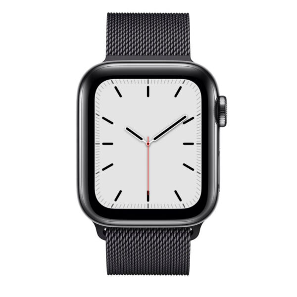 Apple Watch Series 5 Ban Thep Den 600x600 - Apple Watch Series 5 LTE 40mm viền thép dây thép