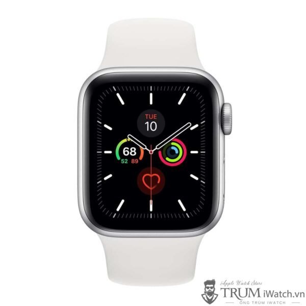 apple watch series 5 nhom bac 600x600 - Apple Watch Series 5 GPS 44mm viền nhôm dây cao su - New