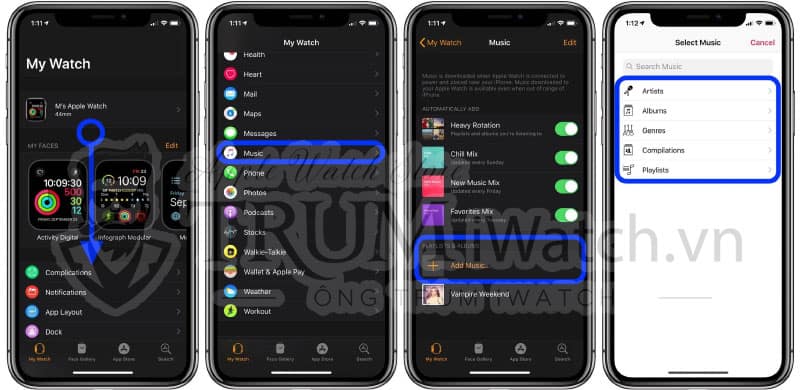 sync nhac vao apple watch - Cách nghe nhạc trên Apple Watch không cần đến iPhone