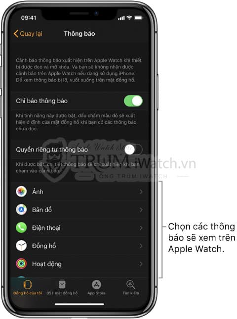 tuy chon thong bao apple watch - Hướng dẫn cách xem và phản hồi thông báo trên Apple Watch